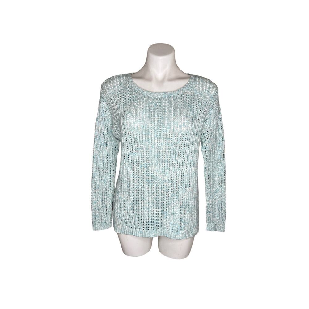 TALBOTS Blue/Green Knit Crewneck Sweater Size Medium Petites